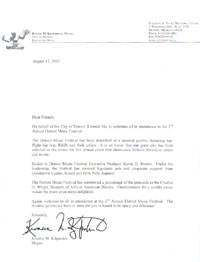2002 Mayor's Letter in DMF Souvenir Book